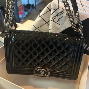 NEW**Chanel Boy Flap Bag Quilted Caviar Medium Black Authenticity Certificate
